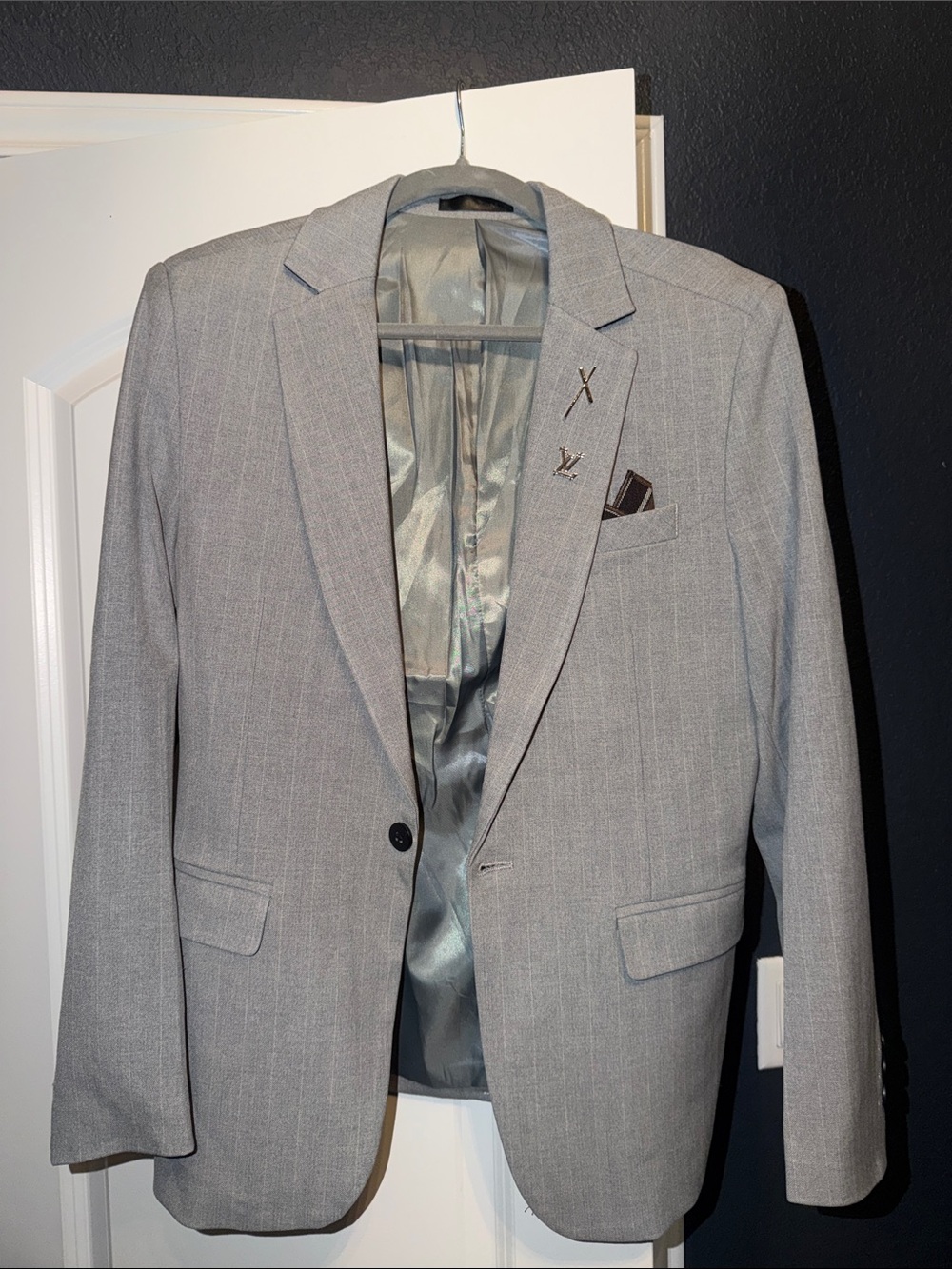 Louis Vuitton Light Gray Men's Blazer with Pin Detail